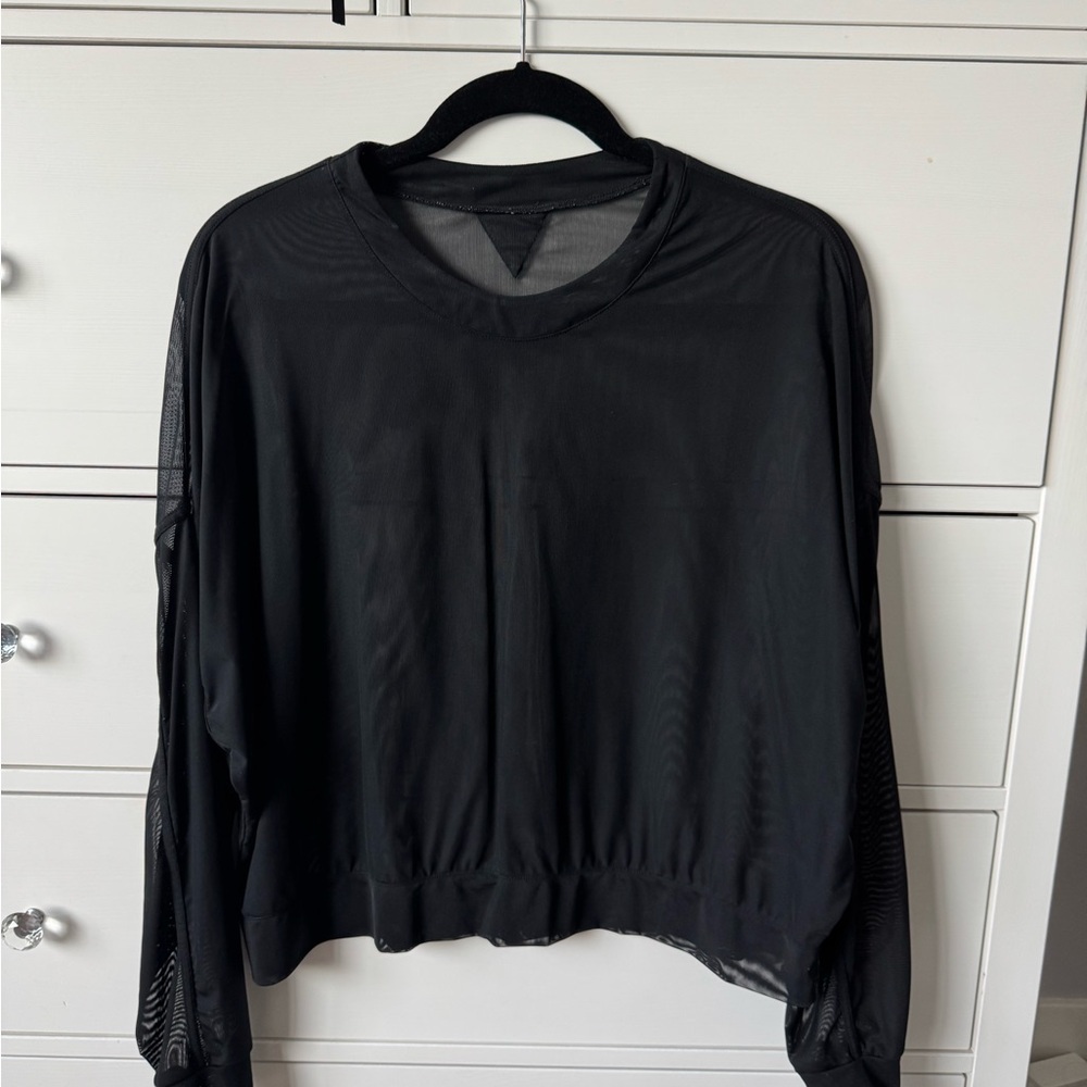 alo Black Mesh Long Sleeve Top